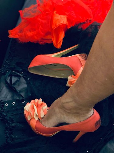 Getragene High Heels rosa pink teilweise Lack Größe 37