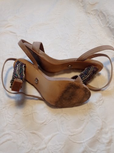 Getragene High Heels  Samt Gr. 39