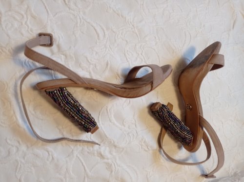 Getragene High Heels  Samt Gr. 39