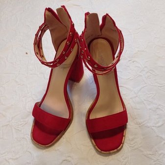 Getragene High Heels rot  Samt Gr. 39