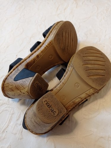 Getragene blaue Sandalen von Rieker Absatz 6 cm Größe 36