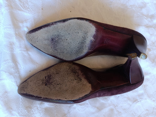 Stark getragene rot-braune Pumps Absatz 8 cm Größe 37 bruno magli