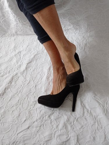 Getragene High Heels  schwarz  Absatz 12 cm  Plateau 2 cm  Gr. 36  Only Pink