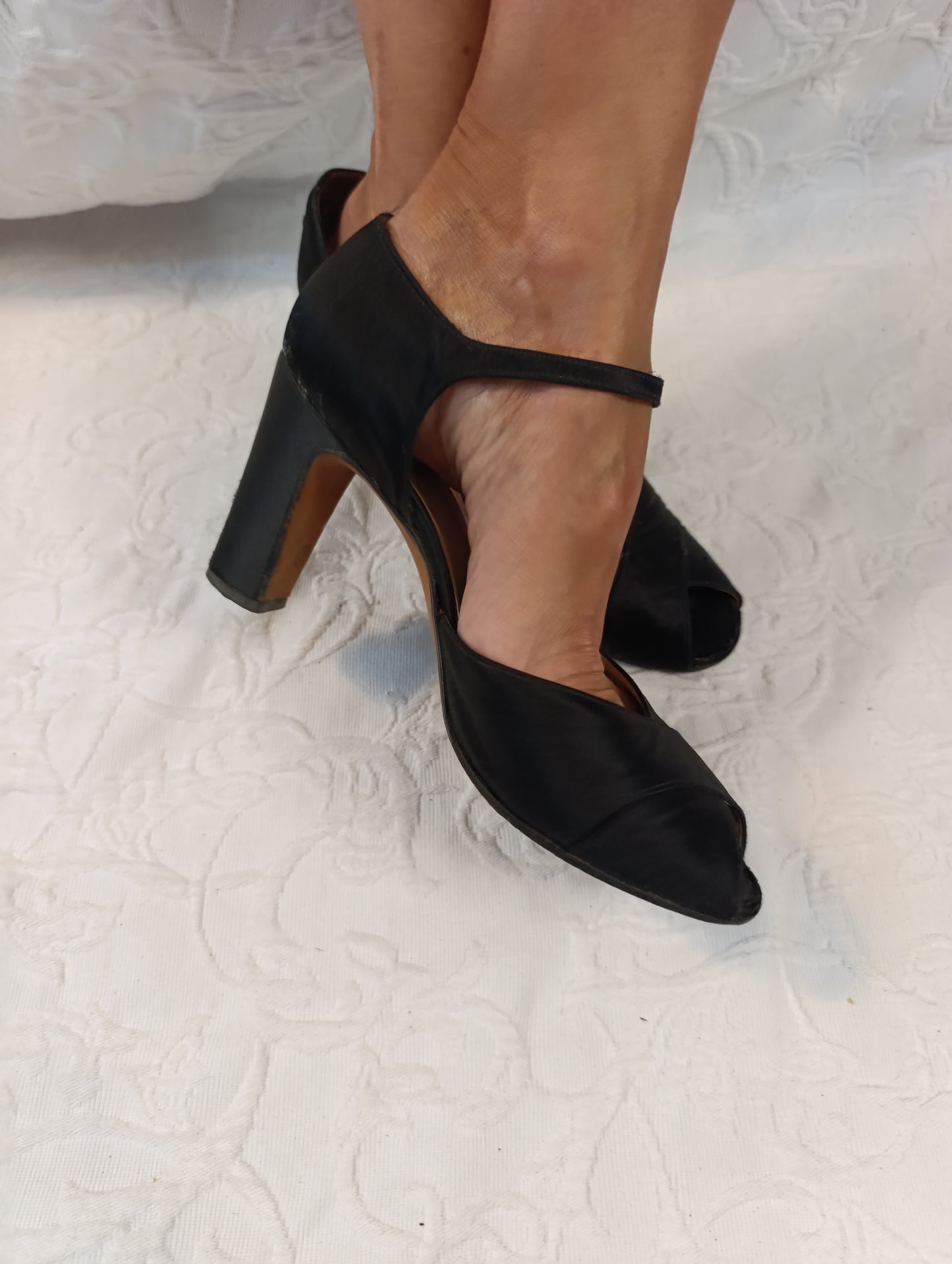 Getragene, offene High Heels, Damensandale, Absatz 9 cm, Größe 38 Magli & Lodi