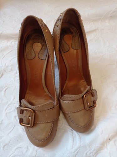 Getragene High Heels Pumps ocker farben Chloe Italy Absatz 10 cm Größe 38