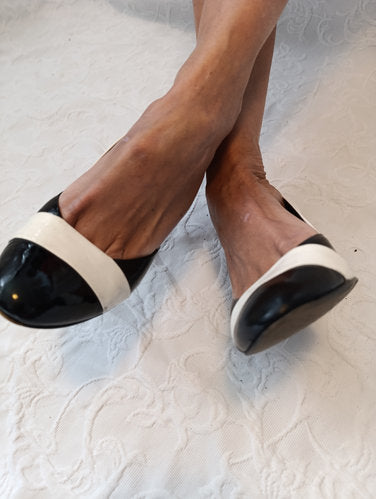 Getragene schwarz-weiße Pumps Größe 38 5 Absatz 8 cm Högl