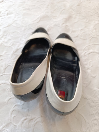 Getragene schwarz-weiße Pumps Größe 38 5 Absatz 8 cm Högl