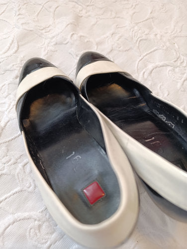 Getragene schwarz-weiße Pumps Größe 38 5 Absatz 8 cm Högl