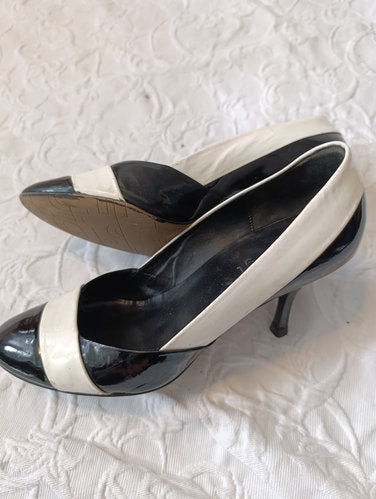 Getragene schwarz-weiße Pumps Größe 38 5 Absatz 8 cm Högl