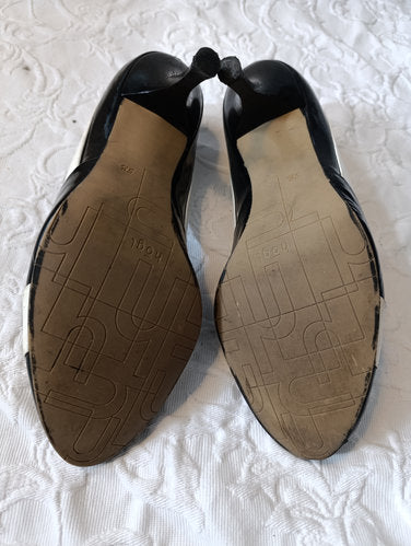 Getragene schwarz-weiße Pumps Größe 38 5 Absatz 8 cm Högl