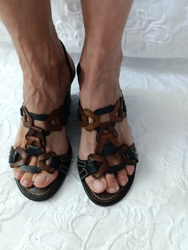 Getragene braune Keilsandale Abastz 8 cm Gr. 39 samoa