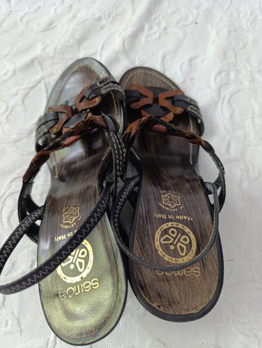 Getragene braune Keilsandale Abastz 8 cm Gr. 39 samoa