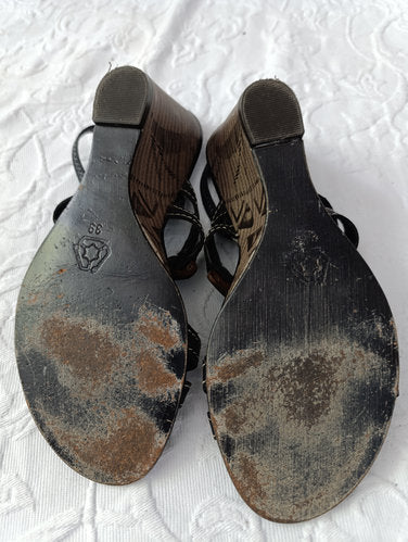Getragene braune Keilsandale Abastz 8 cm Gr. 39 samoa