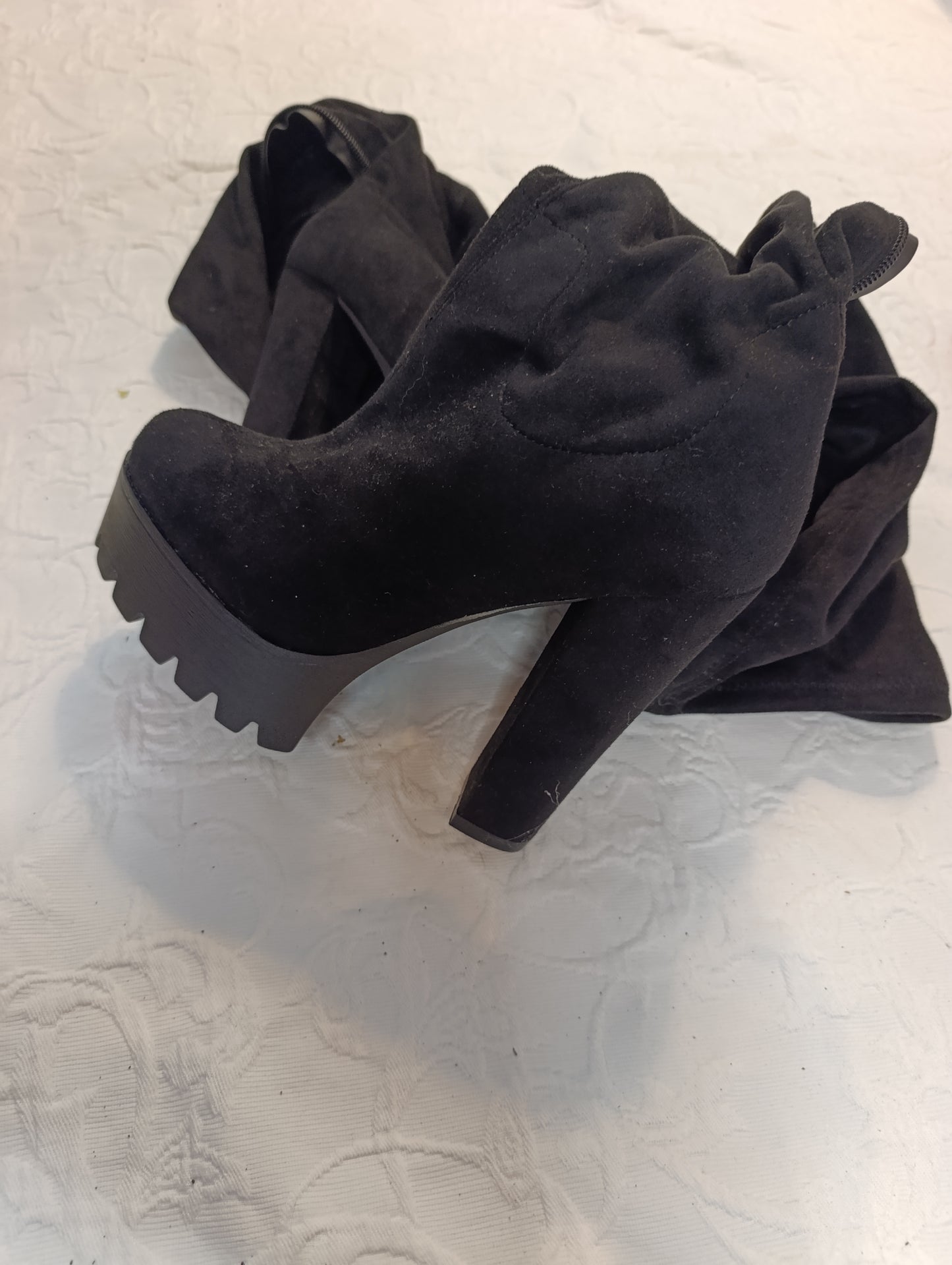 Getragene High Heels, Plateau Over Knees, Größe 38