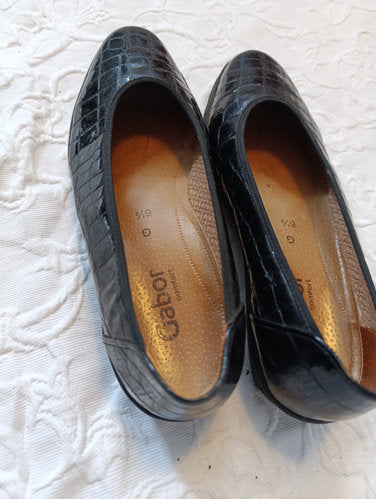 Getragene schwarze Ballerinas  Größe 39,5  3 cm Keilabsatz  Gabor