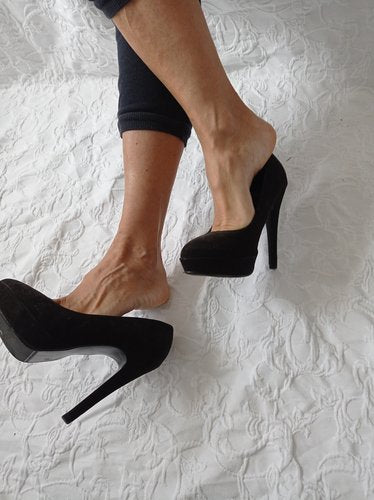 Getragene High Heels  schwarz  Absatz 12 cm  Plateau 2 cm  Gr. 36  Only Pink