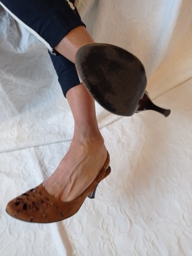 Getragene offene High Heels Damensandale Größe 37