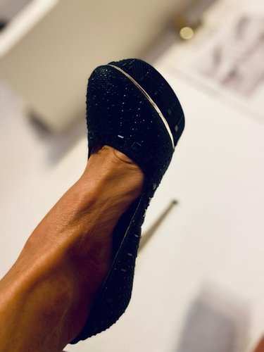 Getragene High Heels schwarz gold lack Größe 37