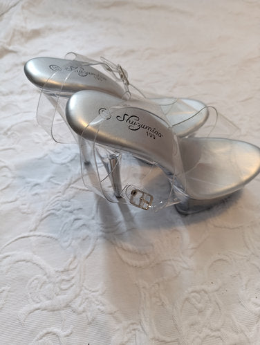 Getragene High Heels  transparent  Plateau  Größe 37  11 cm Absatz  Plateau 5 cm