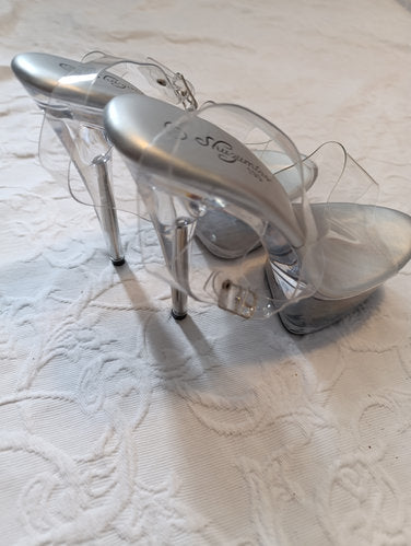Getragene High Heels  transparent  Plateau  Größe 37  11 cm Absatz  Plateau 5 cm