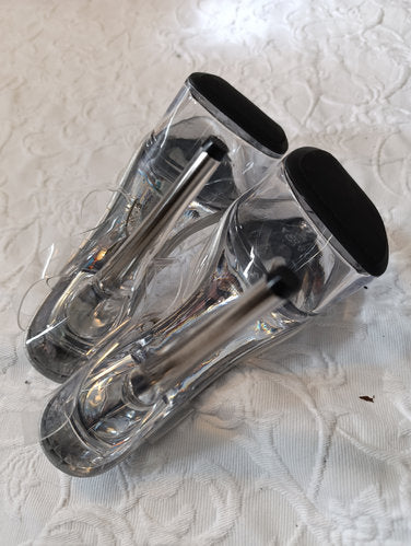 Getragene High Heels  transparent  Plateau  Größe 37  11 cm Absatz  Plateau 5 cm
