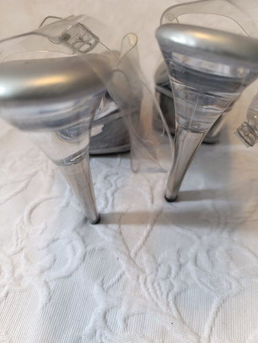 Getragene High Heels  transparent  Plateau  Größe 37  11 cm Absatz  Plateau 5 cm