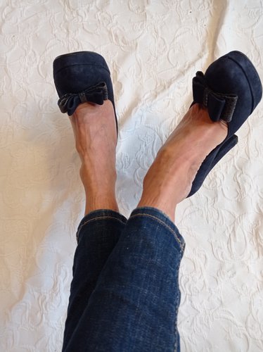 Getragene blaue High Heels  Samt Gr. 39 Kiss my feet xx