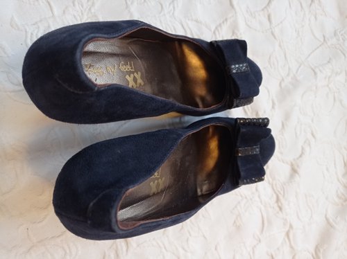 Getragene blaue High Heels  Samt Gr. 39 Kiss my feet xx