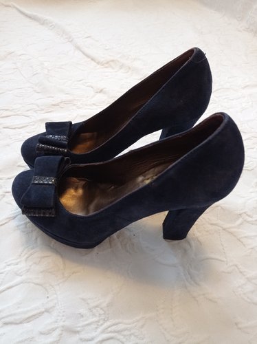 Getragene blaue High Heels  Samt Gr. 39 Kiss my feet xx