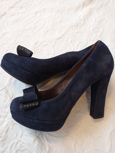 Getragene blaue High Heels  Samt Gr. 39 Kiss my feet xx