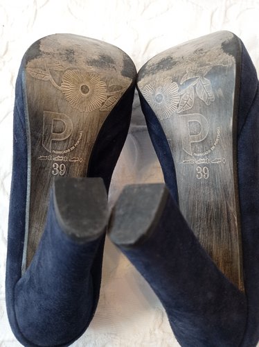 Getragene blaue High Heels  Samt Gr. 39 Kiss my feet xx