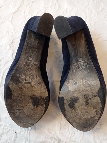 Getragene blaue High Heels  Samt Gr. 39 Kiss my feet xx