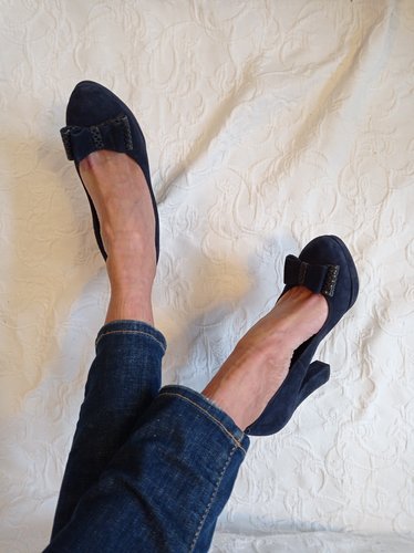 Getragene blaue High Heels  Samt Gr. 39 Kiss my feet xx