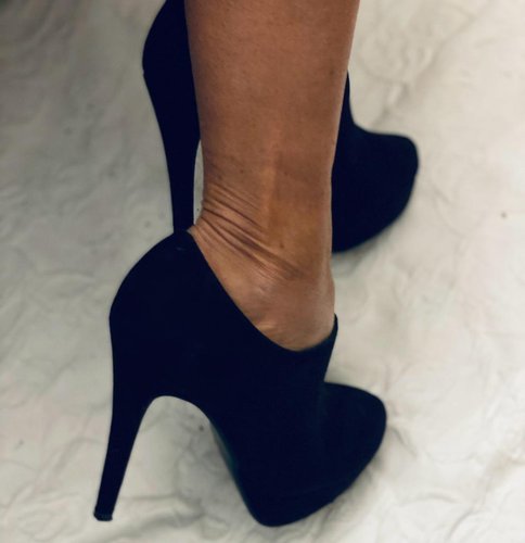 Getragene High Heels  blauer Samt mit Reissverschluss  Größe 37