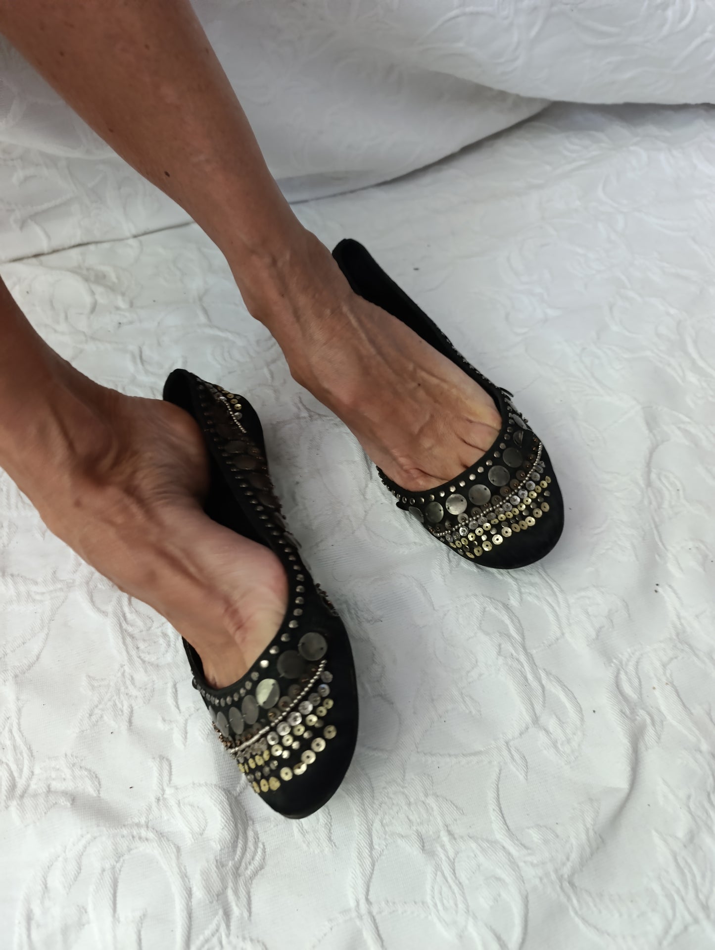 Getragene schwarze Ballerinas buffalo girl Größe 39