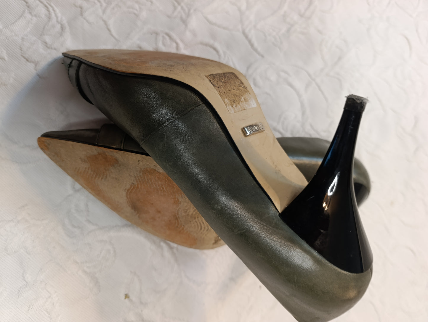 Getragene High Heels, olive grün, Größe 37  9 cm Absatz 5th Avenue
