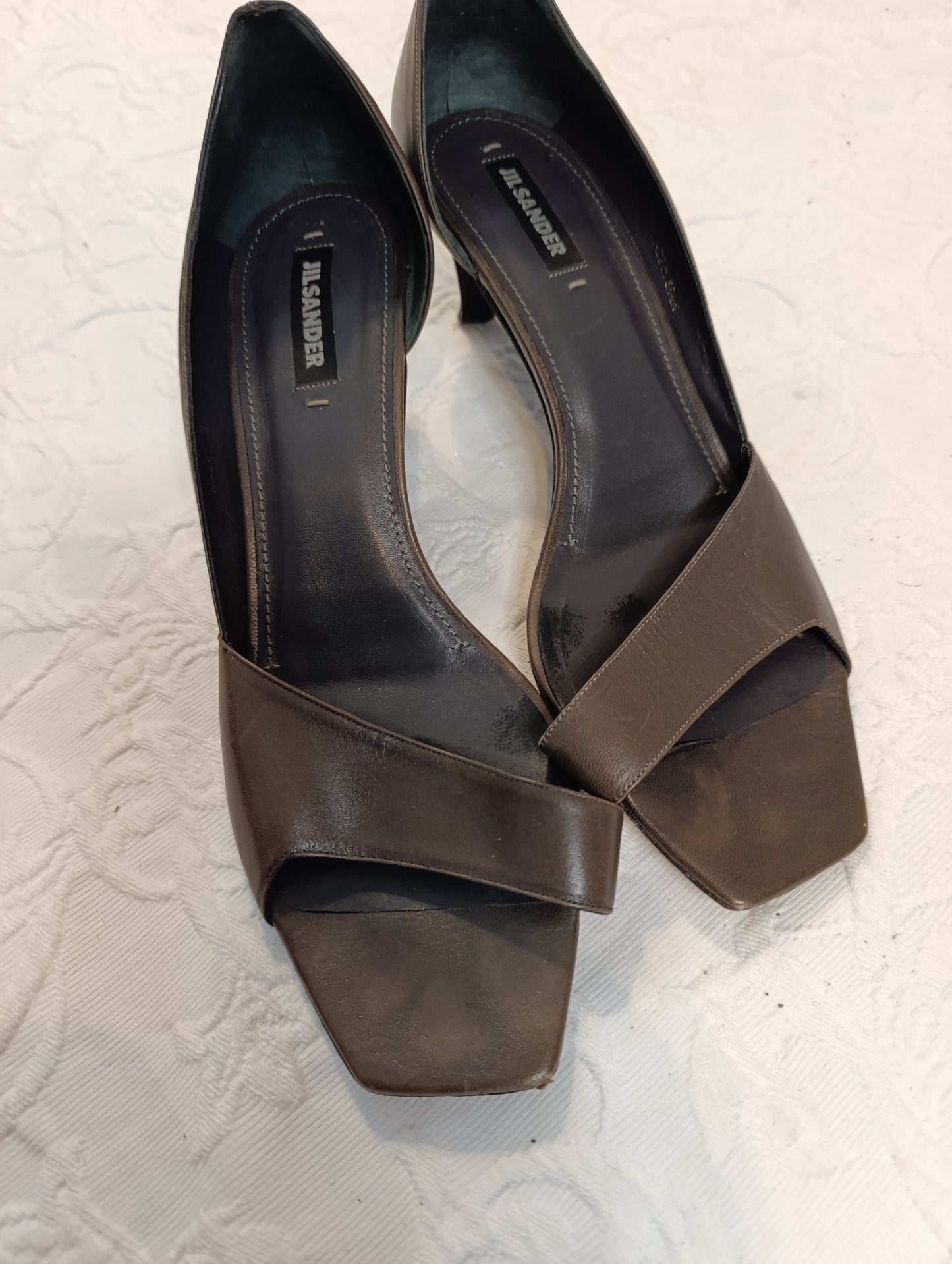 Getragene Damensandale, HighHeel, Absatz 6 cm Größe 39 Jil Sander