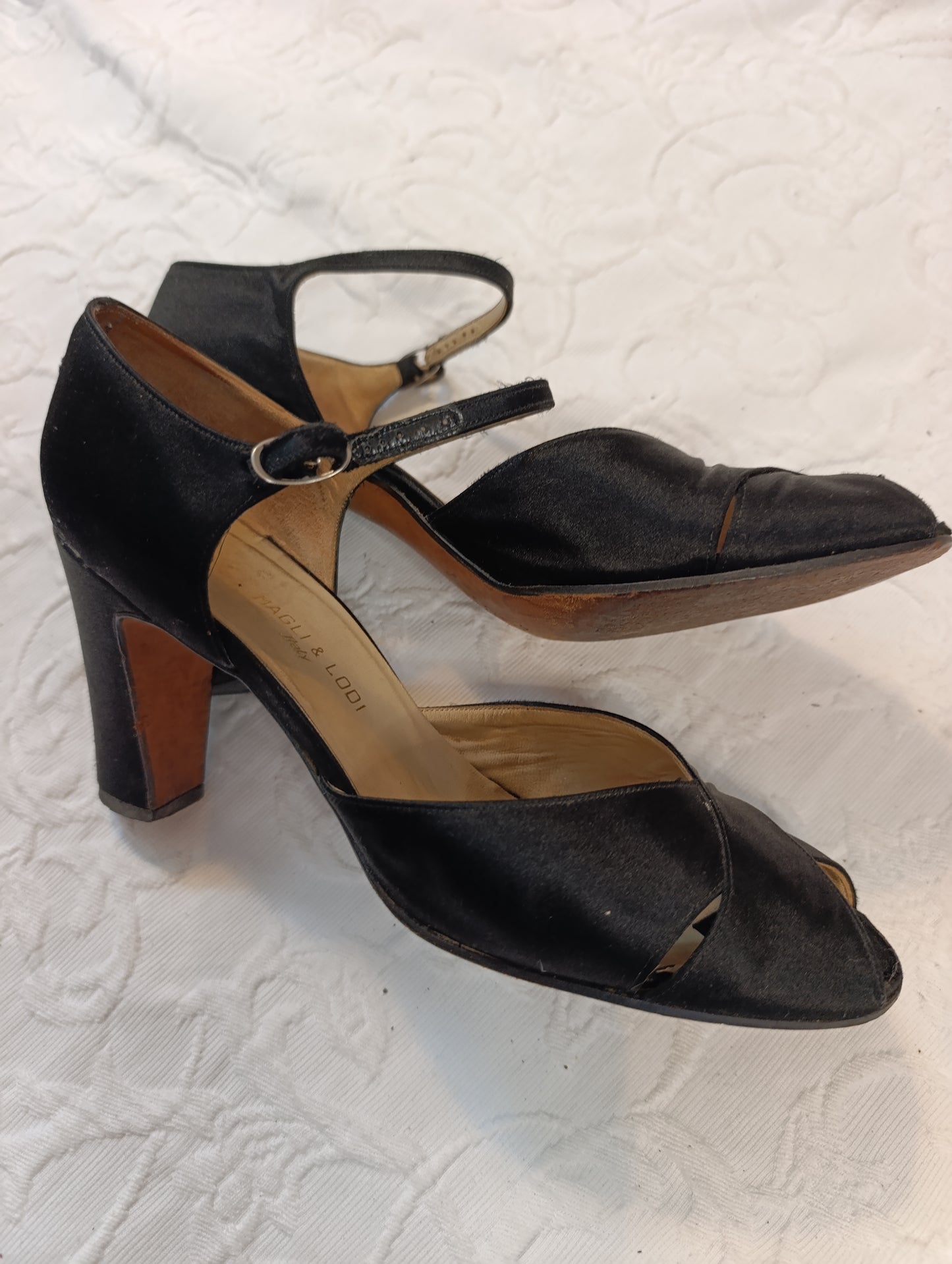 Getragene, offene High Heels, Damensandale, Absatz 9 cm, Größe 38 Magli & Lodi