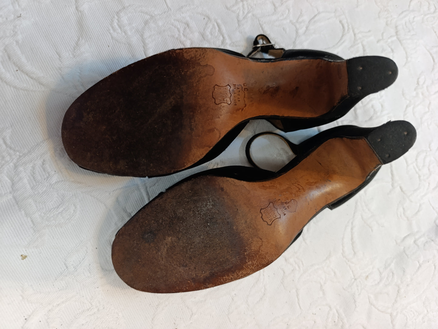 Getragene, offene High Heels, Damensandale, Absatz 9 cm, Größe 38 Magli & Lodi