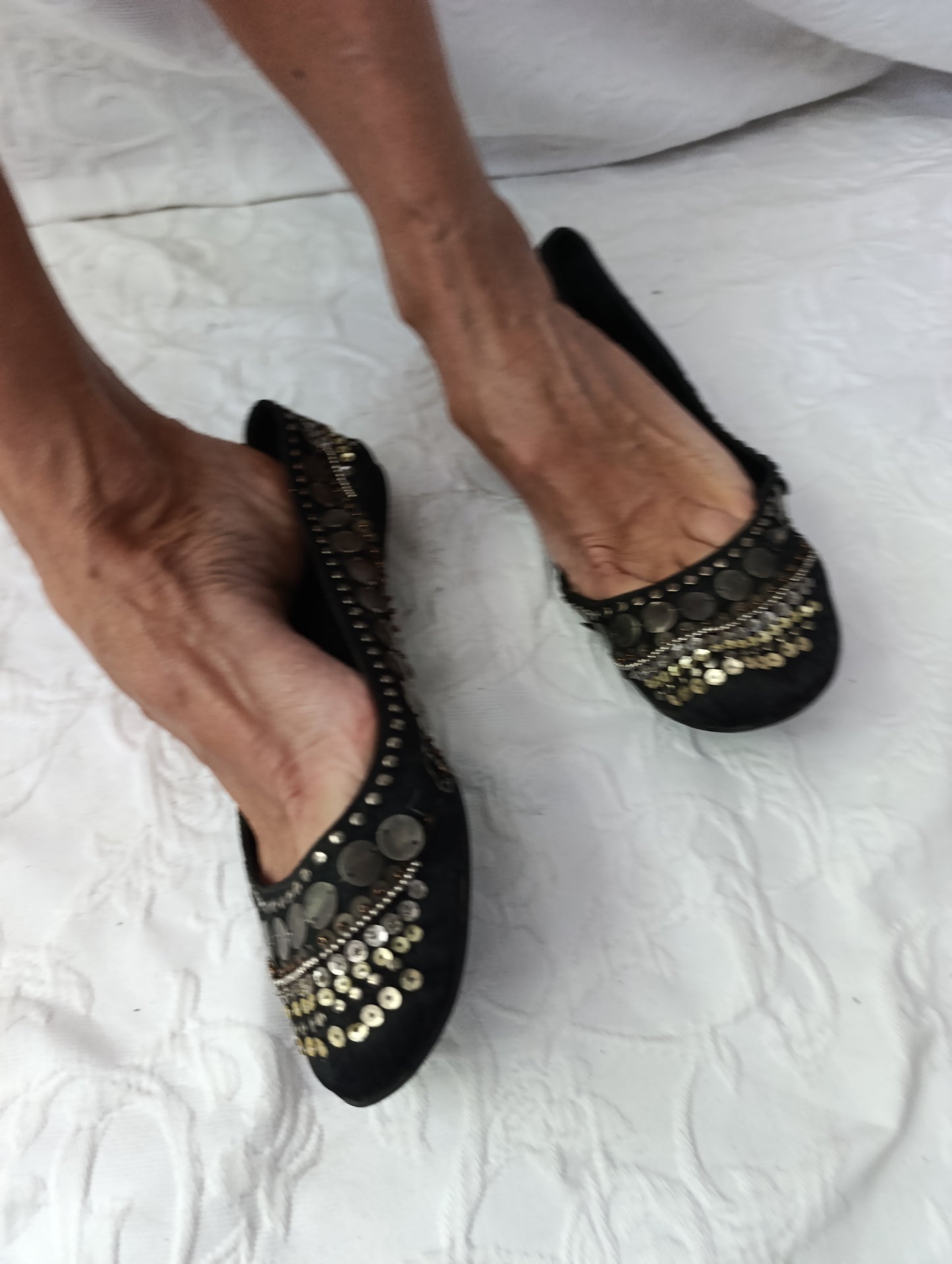 Getragene schwarze Ballerinas buffalo girl Größe 39