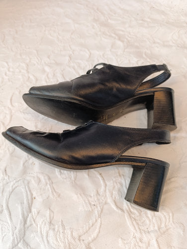 Getragene schwarze offene Pumps  Sandale  Absatz 6 cm  Gr 38  Venturini  Sammler