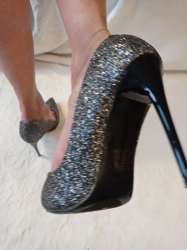 Getragene High Heels silber  grau   Größe 38  Juliet